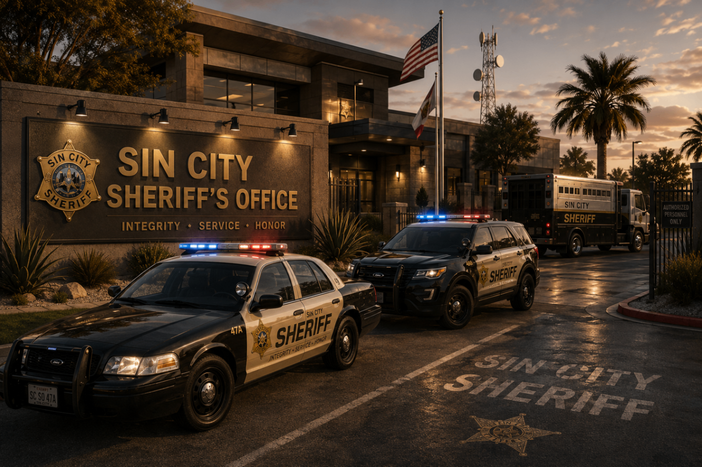 SCSO fleet at headquarters entrance