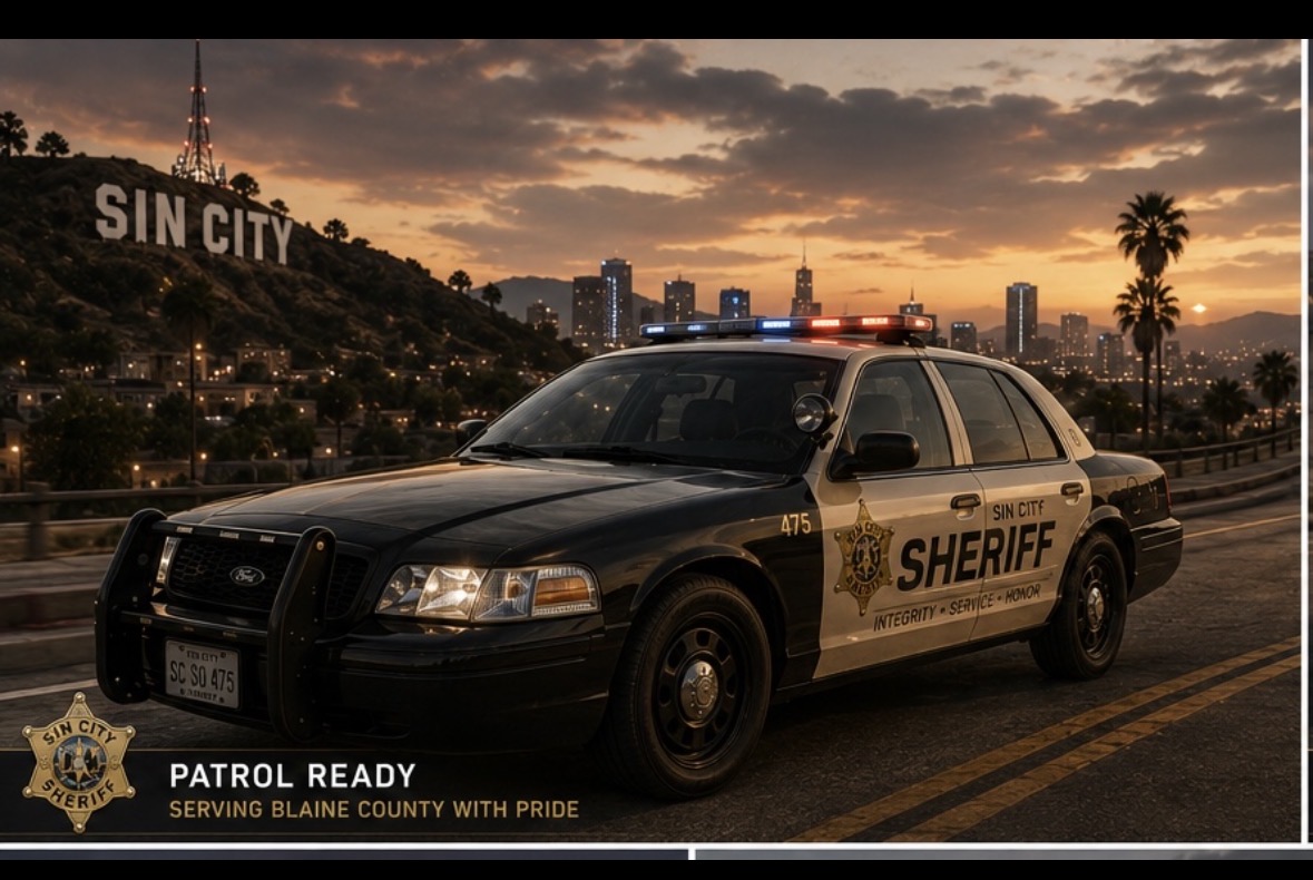 SCSO patrol vehicle at sunset